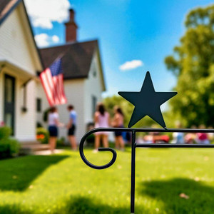 Shop Harvest Array for Metal Garden Flag Holders with Decorative Emblems, like this Star Emblem on top of the Garden Flag Holder.
