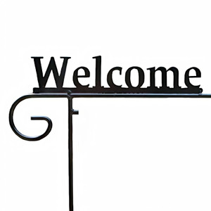 Welcome - Garden Flag Holders with Decorative Emblems