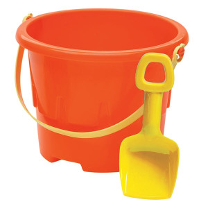 8" Sand Mold, Pail & Shovel Beach Sandbox Toys showing Orange beach pale with shovel from Harvest Array
