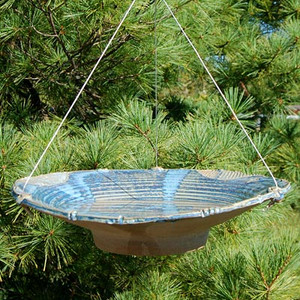 French Blue Large Hanging Ceramic Bird Baths