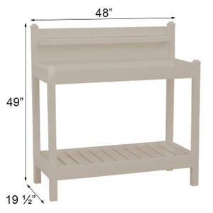 Dimensions for the Mocha Potting Bench with 3 Shelves