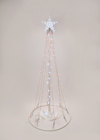 LED Lighted Pine Tree of Ohio - Red Tree Lights with a White Star in the daylight