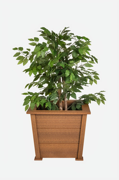 Medium 21.5 Inch Square Poly Planter in mahogany color