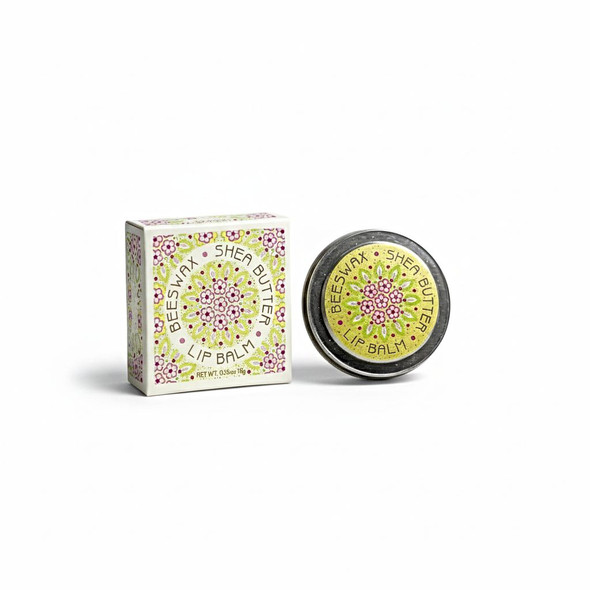 Beeswax with Shea Butter Lip Balm box and tin with Lemon Verbena Label
