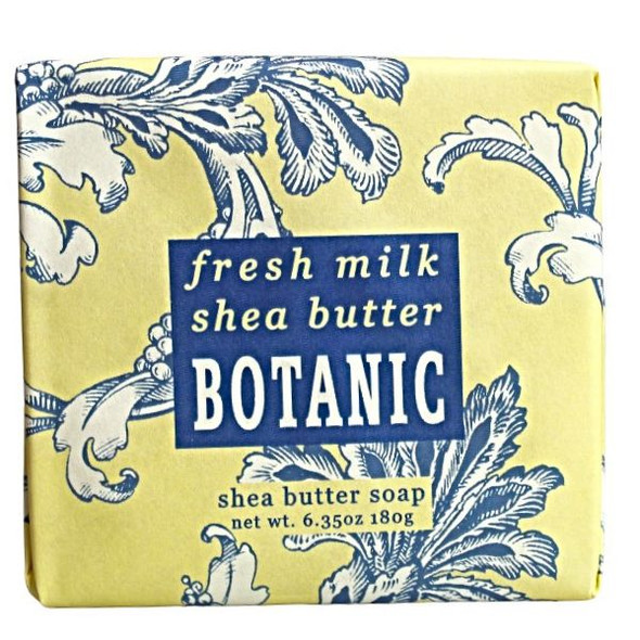 Close up of a 6.35 oz. bar of Fresh Milk Shea Butter Bar soap from Harvest Array.