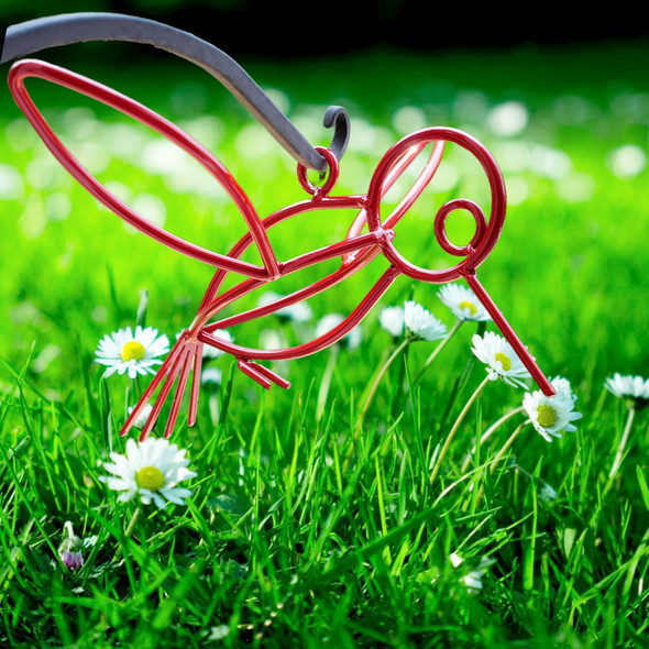 Shop online at harvest Array for Red Powder Coated Metal Hanging Hummingbirds. Amish made in the USA.