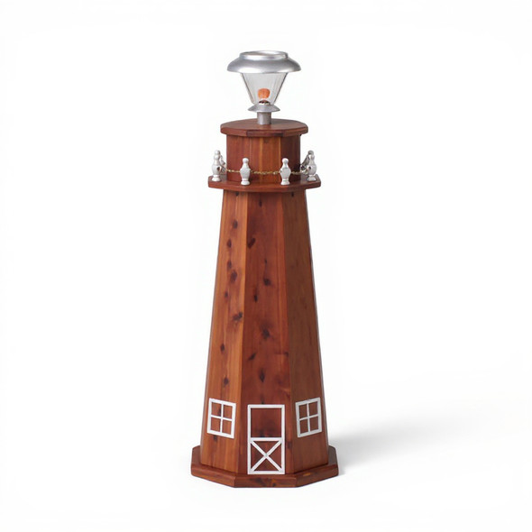 Solar Cedar Wooden Lighthouse - 3 Feet Tall