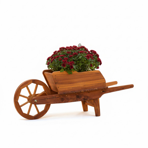 Amish Made Cedar Wheelbarrow Planter Cart