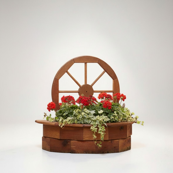 Amish Made Cedar Wagon Wheel Planter