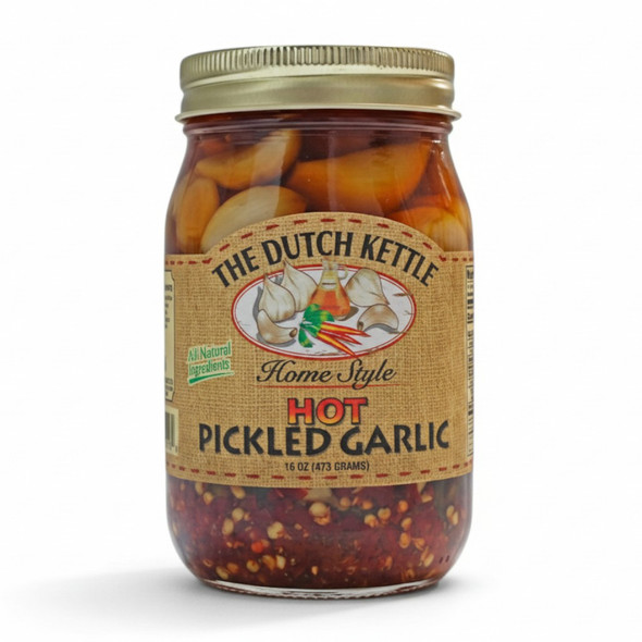 Buy the Hot Amish Made  Dutch Kettle Pickled Garlic online at Harvest Array.