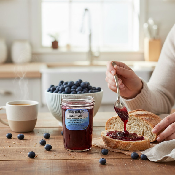 Enjoy the sweet, tart flavor of Blueberry Jelly from western North Carolina made for Harvest Array.