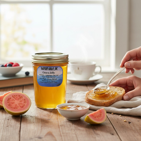 Blue Ridge Jams Guava Jelly is all-natural and contains just 4 ingredients, guava juice being number one. Order today from www.harvestarray.com.