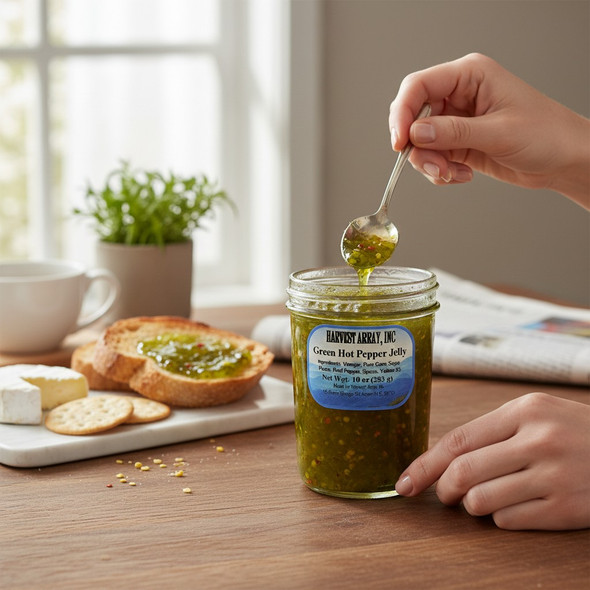 Blue Ridge Jams Green Hot Pepper Jelly is a fabulously spicy, sweet, and tangy spread. Order today if you can take the heat.