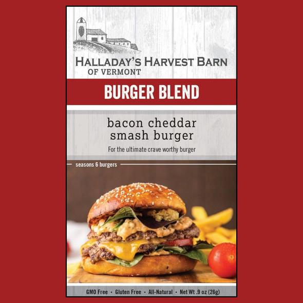 Looking to create a gourmet burger at home? Look to Harvest Array for Halladay's Burger Blends like this Bacon Cheddar Smash Burger Blend. 