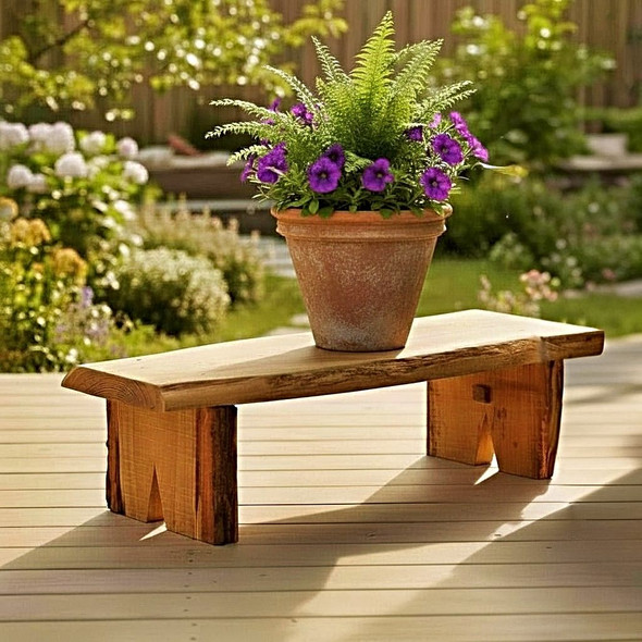 Cedar Outdoor Stained 36 Inch Briar Patch Flower Pot Bench, Amish Made for Harvest Array