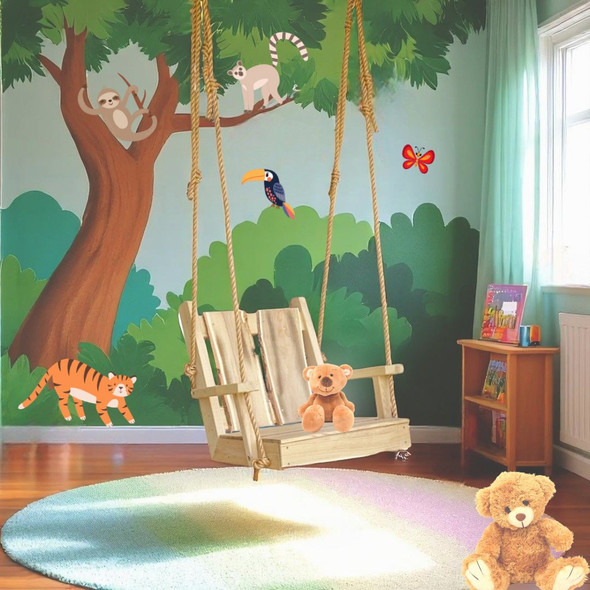 Amish made 24 inch Single Timberland Chair Swing, unfinished. Available to purchase online from Harvest Array. Polypropylene ropes to hang are included.