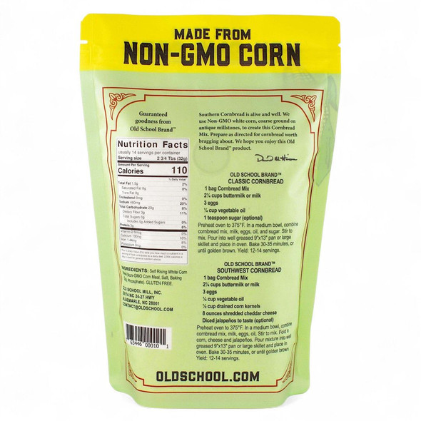 Nutrition facts and recipes for Old School Brand Cornbread Mix