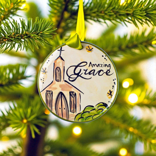 Hand Painted Ceramic "Amazing Grace" Holiday Ornament now available in limited quantities at Harvest Array.