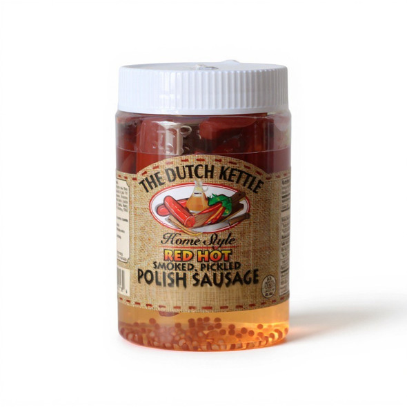 8 oz. jar from Harvest Array of The Dutch Kettle Home Style Red Hot Smoked Pickled Polish Sausage