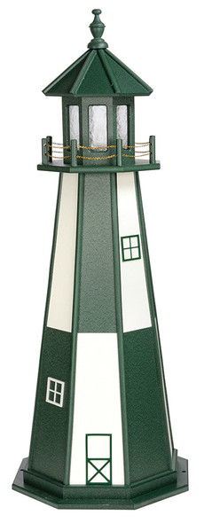 Cape Henry Green and White Wooden Lighthouse with Base - 6 Feet 