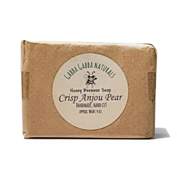 Crisp Anjou Pear Honey Beeswax, handmade soap in a 4 oz. hand cut bar.