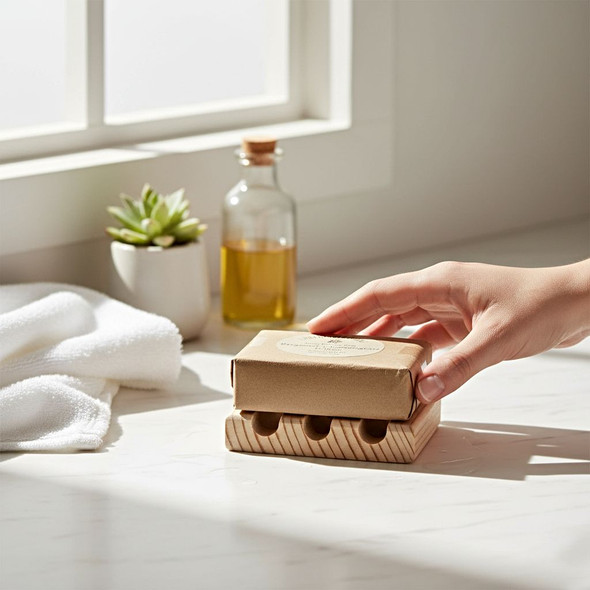 A Cedar Soap Dish prolongs the life of your bar soap by keeping it elevated and dry. Order online at Harvest Array.