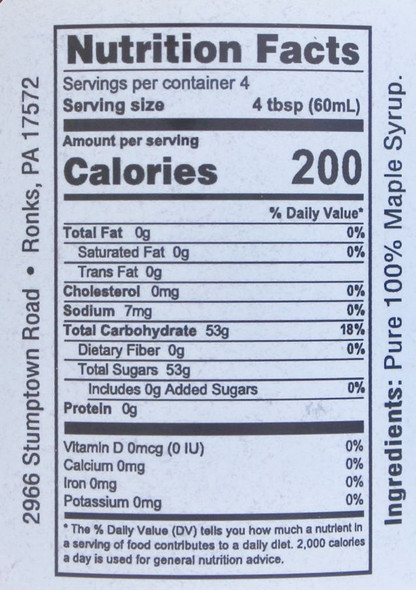 Nutritional Facts for Annie's Kitchen Maple Syrup
