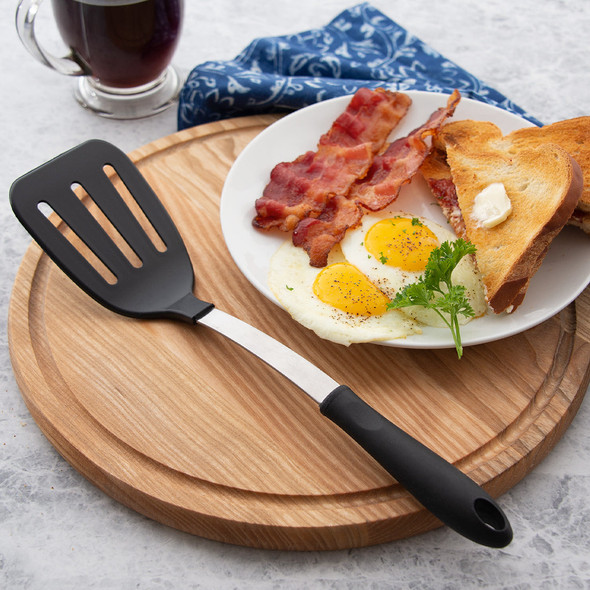 The only utensil you need to cook your break.  The Rada Non-Scratch Slotted Turner from Harvest Array.