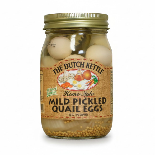 Dutch Kettle Amish Home Style Mild Pickled Quail Eggs