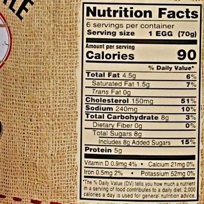 Dutch Kettle Amish Home Style Pickled Eggs nutrition information.