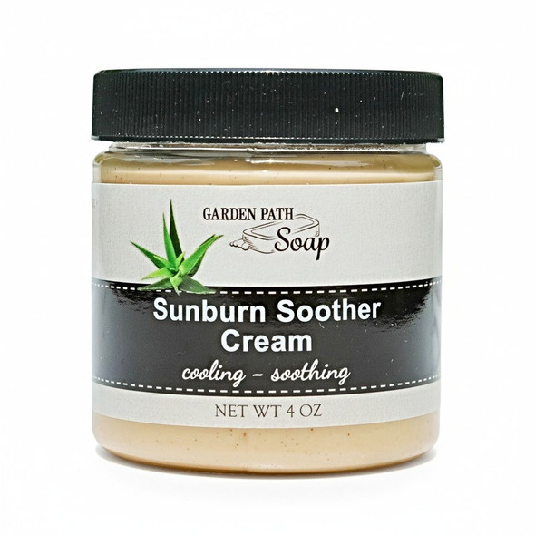 Garden Path Soap All Natural Sunburn Soother in a 4 ounce jar. Order online at Harvest Array.