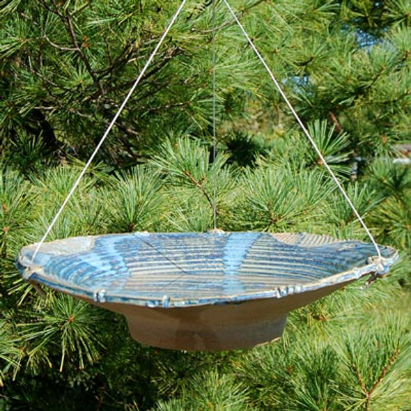 French Blue Large Hanging Ceramic Bird Baths