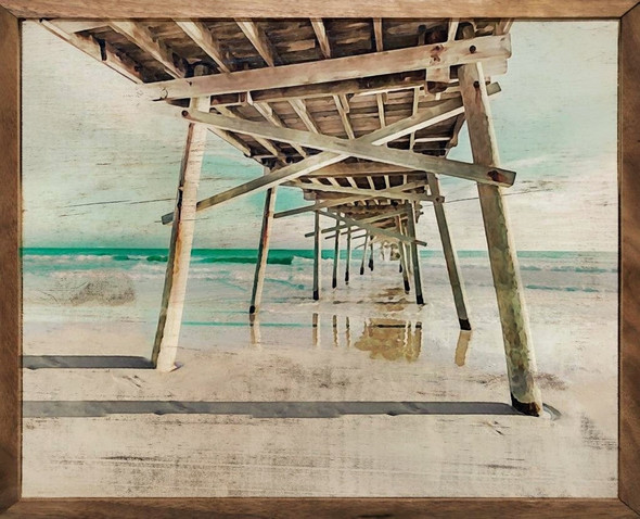 Emerald Isle Beach Pier - Framed Sign 20" x 16"