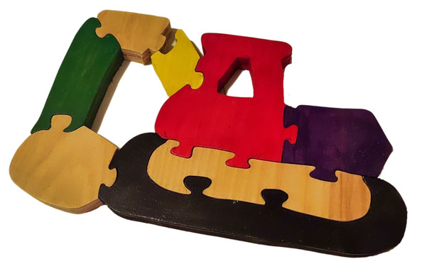 Front Loader Handmade Wooden Vehicle Puzzle for Harvest Array