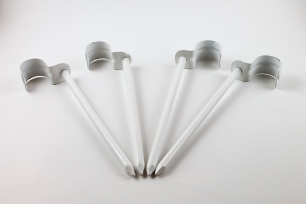 White anchoring stakes