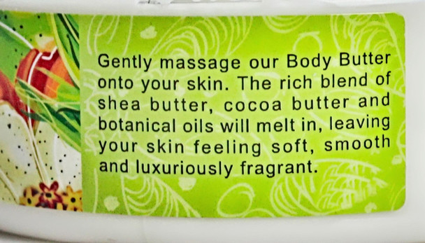 Tahiti Body Butter directions label