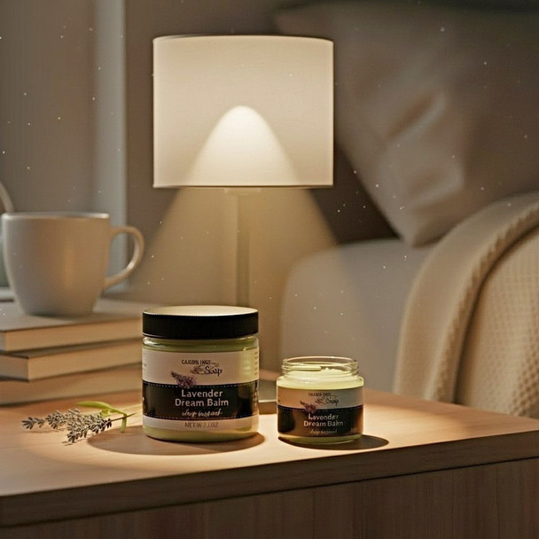 All Natural Lavender Dream Balm is available in both 1 and 4 ounces at Harvest Array