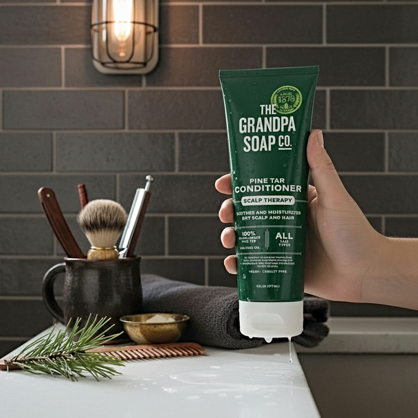 Grandpa's Soap Pin Tar  Conditioner is made in the USA.