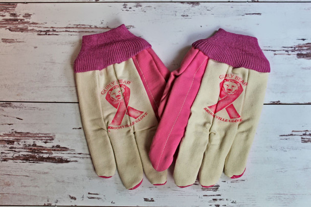 Purchase of these Gurly Bear Ladies Work Gloves benefits Women's Breast Cancer Charities. Available online at Harvest Array.
