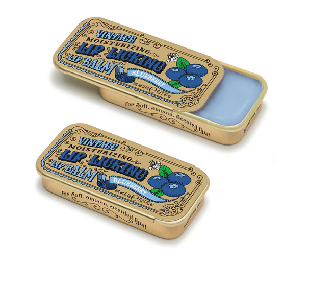 Blue Berry Lip Licking Lip Balm in Vintage Slider Tins 
