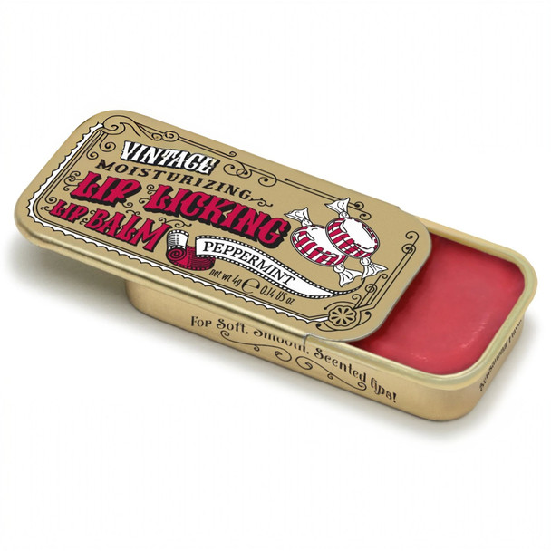 Peppermint Lip Licking Lip Balm in Vintage Slider Tin