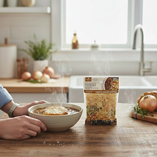 Anderson House Chicago Bistro French Onion Soup Soup Mix and a freshly made bowl of soup