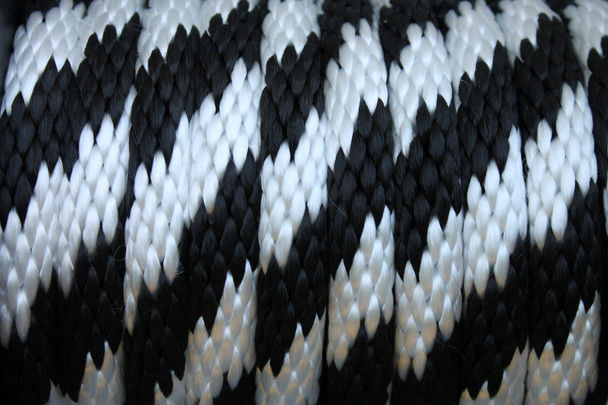 Close up of the Black and White Solid Braided Multifilament Polypropylene Rope