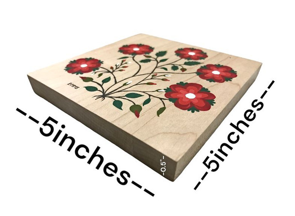 All of the Folk Wall Art pictures are only 5 inches square, so they can sit on a shelf or hung in a small space. 