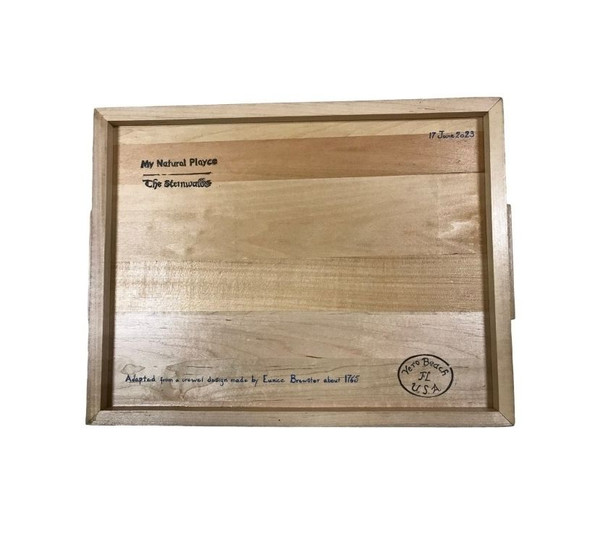 The bottom of each tray lists the date, city, artist, and from whom the artwork was adapted.