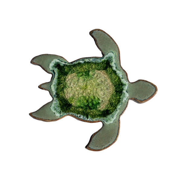 Green Sea Turtle Shaped Crackle Coaster is handmade by a small business in Minnesota.