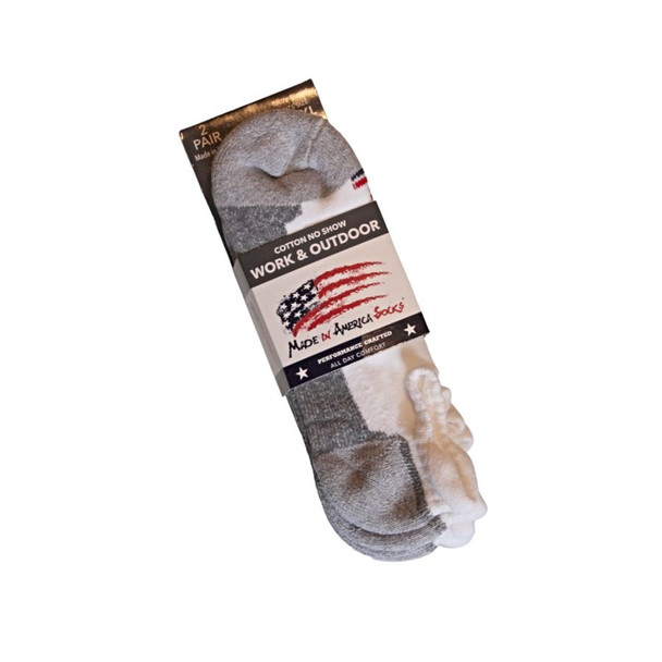 Men's Cotton White No Show Work Socks L/XL - 2 Pack by Made in America Sock Company. Available at Harvest Array.