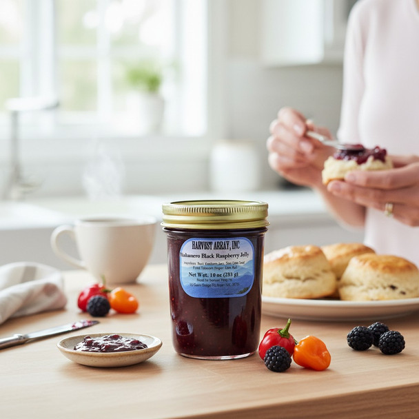 Shop Harvest Array for a unique flavor of jelly-Habanero Black Raspberry. It's a tasty combo of spicy and sweet.