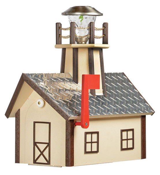 Ivory and Brown Deluxe Poly Mailboxes with Lighthouse and Diamond Plate Roof