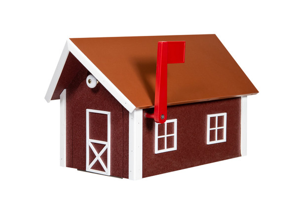 Deluxe Poly Mailbox Cherrywood and white